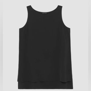 Eileen Fisher long System Silk tank, matte finish, stepped hem. Excellent used.